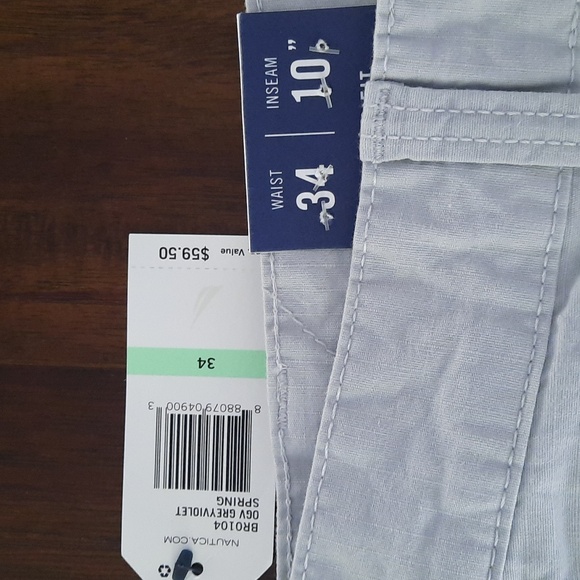 Brand new men's gray cargo shorts by Nautica. Waist - 34 ; Inseam - 10in. - Picture 2 of 5